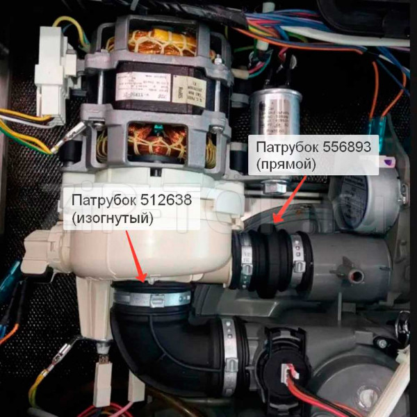 Патрубок посудомоечной машины Korting (угловой, L=75 мм, D=38 мм) 673000900407